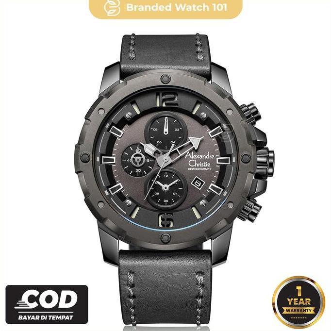 Jam Tangan Pria Alexandre Christie AC 6410 AC6410 6410 Garansi Resmi 1 Tahun Leather