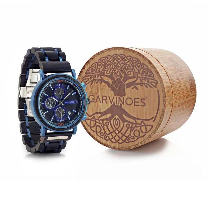 GARVINOES Gustav Midnht Blue Jam Tangan Kayu Pria