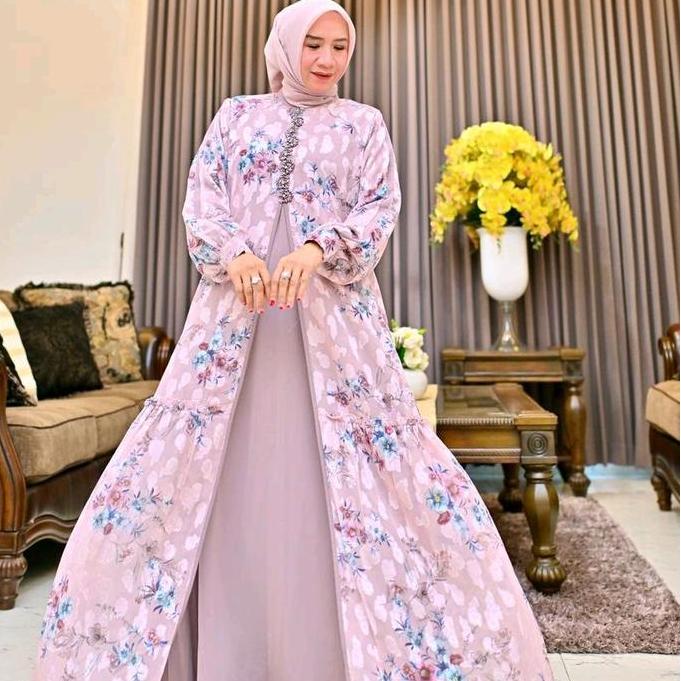 Gamis wanita Marwah series bahan Magnolia emboyderi