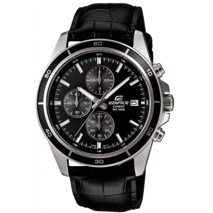 CASIO EDIFICE EFR-526L-1AVUDF-Jam Tangan Pria-Hitam Kulit EFR526L