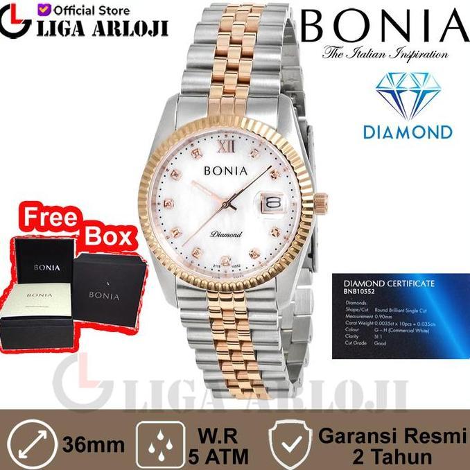 BONIA BNB10552-1653 Diamond Orinal Jam Tangan Pria 36mm Rose