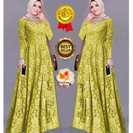 Grosir Gamis Maxi Leza Full Brokat Gamis Brokat Timbul