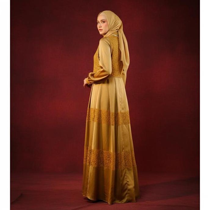 Grosir Shafira - Fernanda Dress - Mustard | Gamis Muslim Wanita