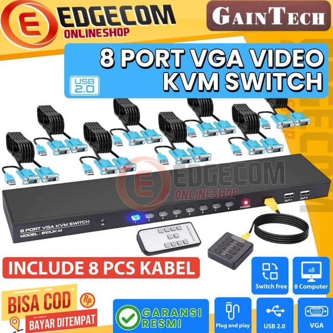 KVM VGA SWITCH USB 2.0 8 Port Free Kabel KVM 8pcs