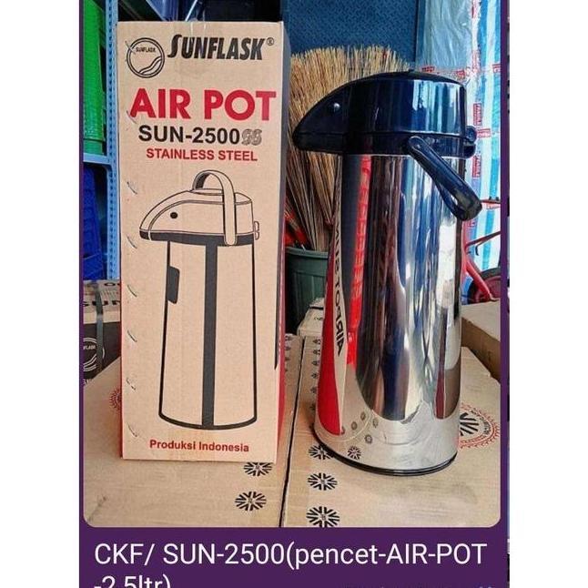 Sunflask Termos Air Panas Stainless Pencet Sun2050 2 Liter Vacuum Flask Bahan Stainless Kaca Kapasit