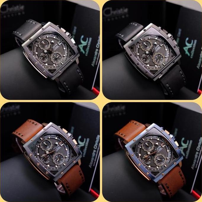 Jam Tangan Pria Alexandre Christie AC 6376 MC / AC 6376 / 6376 Orinal Chronograph Strap Leather Gara