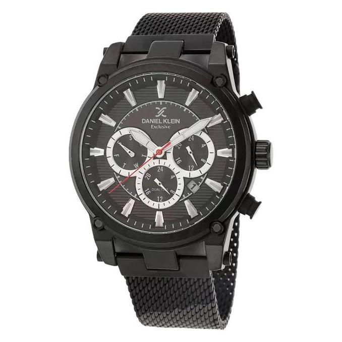 Jam Tangan Pria Daniel Klein Exclusive DK112457-4 Chronograph Dual Time Black Dial Black Stainless S