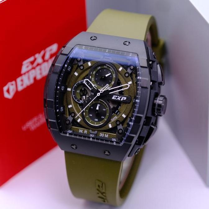 JAM TANGAN PRIA EXPEDITION E 6782 E6782 BLACK GREEN RUBBER ORINAL