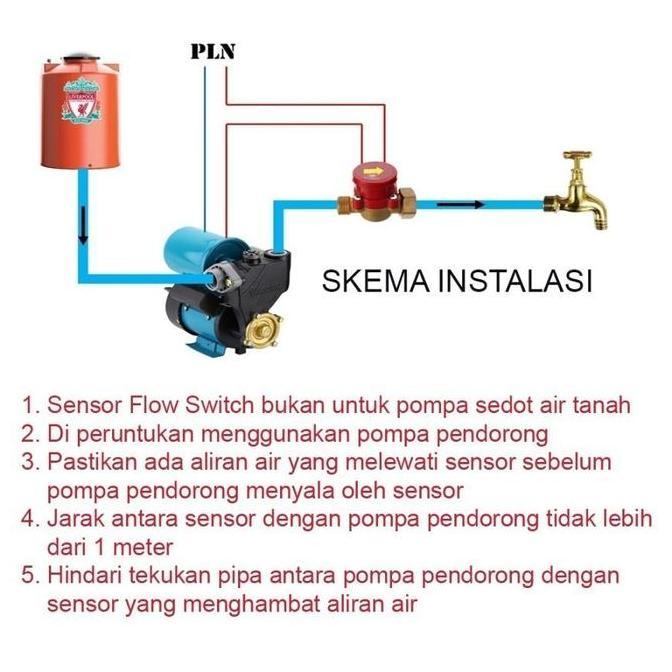 Flow Switch 1/2 inch Saklar Otomatis Pompa Booster Water switch 1/2''