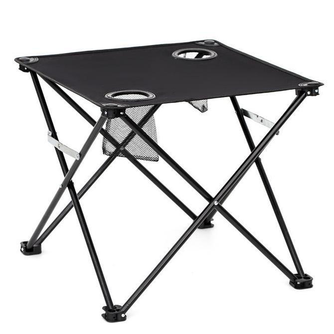 Paus Biru - Meja Camping Lipat Outdoor Dengan Holder Minuman - Meja Camping Portable Besi Dengan Tem