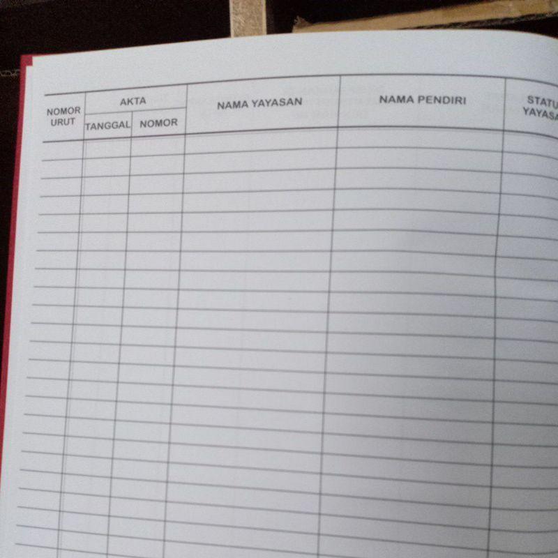 Buku Register Pendaftaran Yayasan