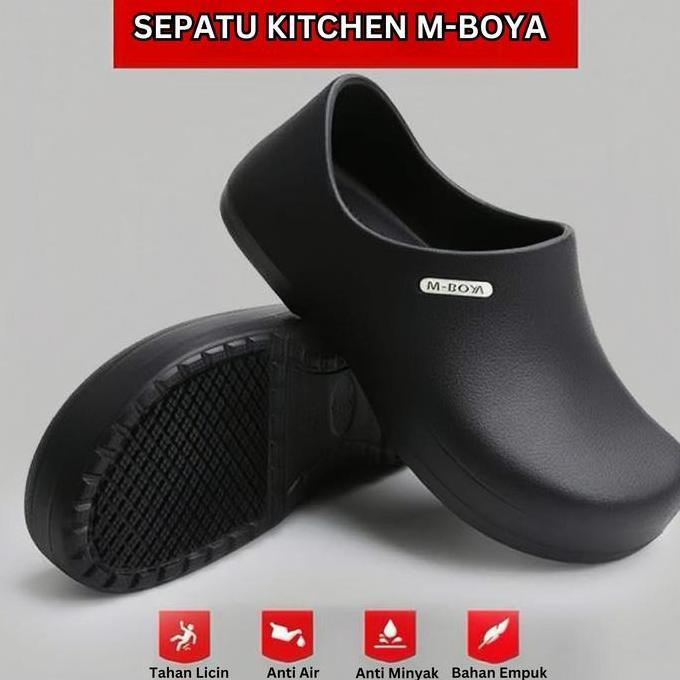 _mkmahadira - sepatu kitchen anti-slip m-boya/chef shoes m-boya antislip tahan air ukuran 36 dan 45
