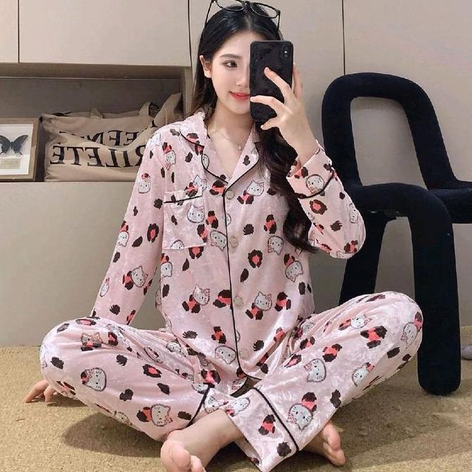 JC- Set Piyama Bulu Bludru PP / Baju Tidur Import BludruPremium / PiyamaBludru Terbaru