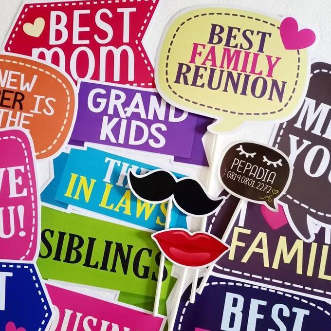 Family Reuni Fun props Photo Props Aksesoris Photobooth isi 12pc murah