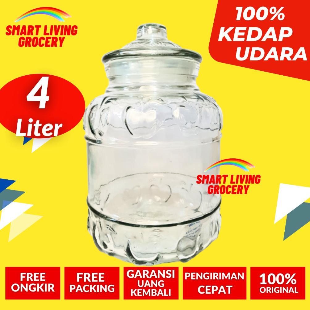 TOPLES KACA KEDAP UDARA 4 LITER TOPLES BOTOL JAR KACA BENING BESAR KEDAP UDARA SET KUE KERING LEBARA