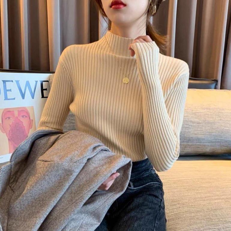 Inner Rajut Turtleneck Wanita Baju Manset Lengan Panjang Premium