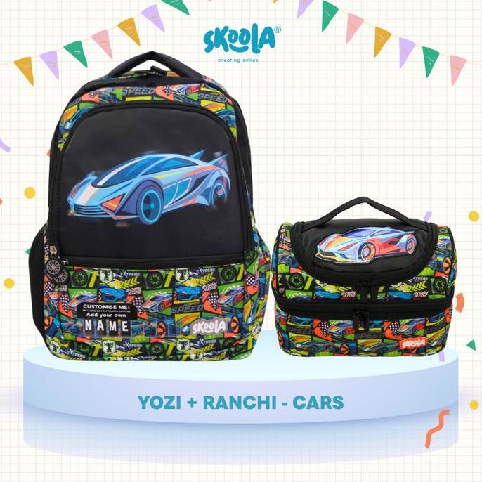 Skoola Tas Sekolah Anak SD Dan Tas Bekal Perempuan Laki Laki 3D Custome Name Set - Finzi Yozi Ranchi