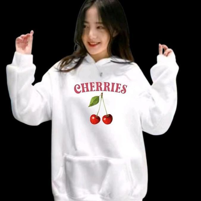 Sweater hodie dewasa /remaja  Jaket  Hoodie Anak Perempuan wanita motif cherries chery imut Fleece T