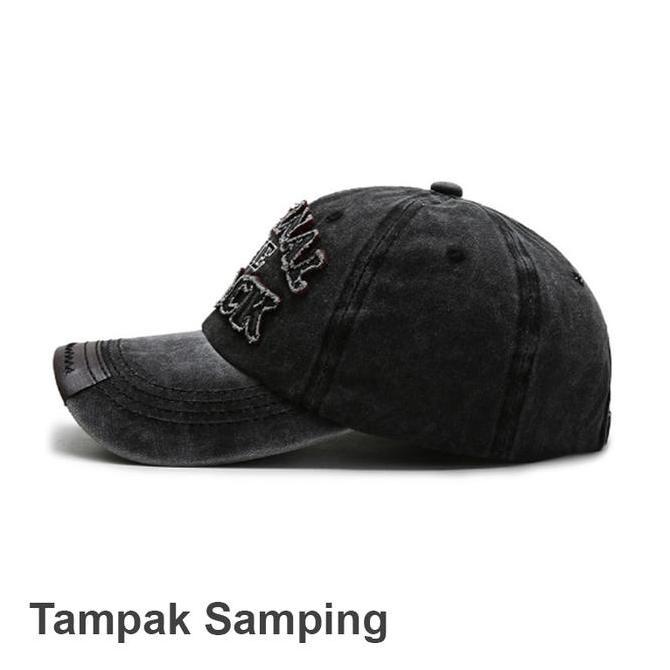 Yarra Topi Baseball Jeans Polos Snapback Hat Black Topi Pria Pengait Ring Besi Polos Hitam Htt