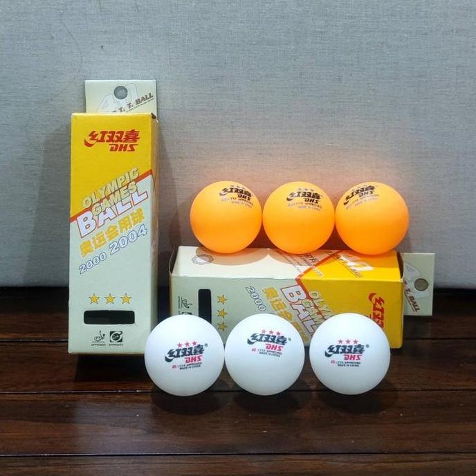 BOLA PINGPONG DHS PLASTIC ISI 3 STAR 3 - Bola Tenis Meja DHS ISI 3