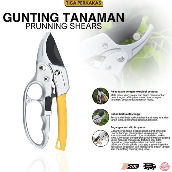 Ratchet Pruning Shears Gunting Dahan Ranting Gunting Taman Pemotong Kayu Tanaman