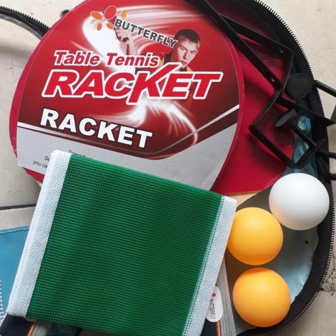 BAD PINGPONG BTF ISI 2 SET (TIANG BOLA BAD BET PINGPONG 2PCS ) TAS BIRU JARING