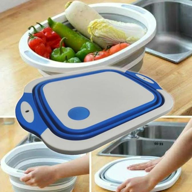 Talenan Lipat Serbaguna multifungsi Baskom Cuci Tiris Sayuran Cantik