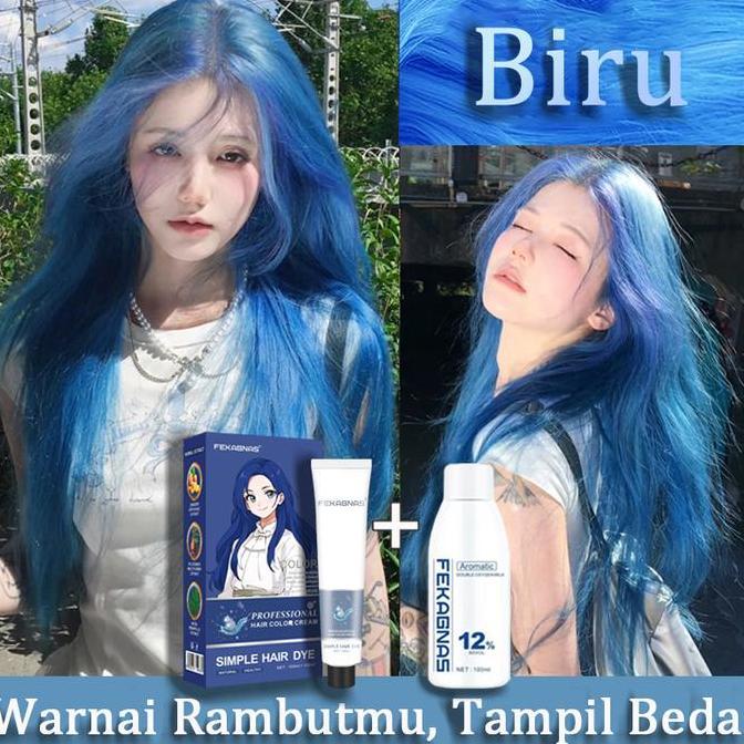 Untuk remaja, warna kerenBiru cat rambut *200mlSTYLE FITHasil seperti salonCocok untuk pemulaTidak m