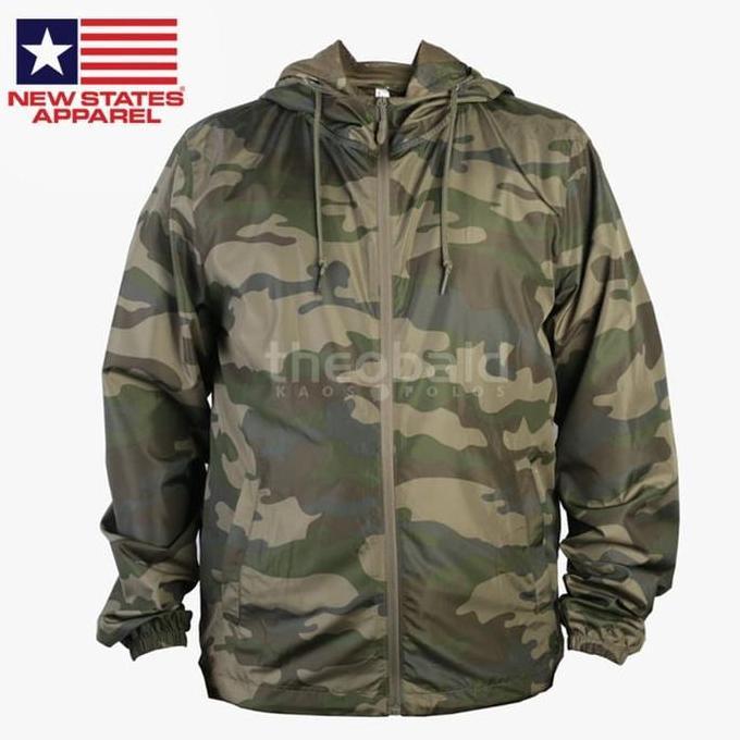 Jaket Hoodie Zipper Polos New States Apparel Windbreaker 9810 ( CAMO )