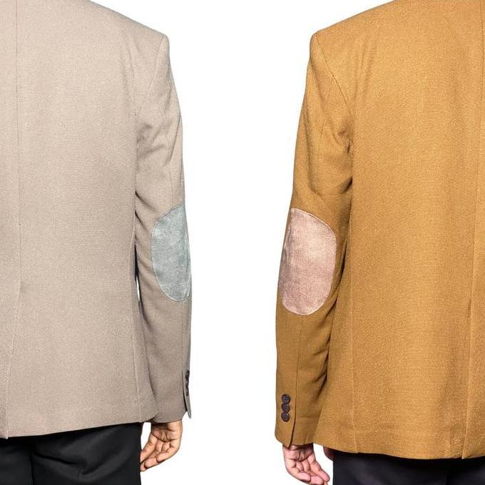 Blazer Casual Pria Elbow & Tanpa Elbow | Blazer Gold dan Lht Grey Kancing 1 | (B 980)