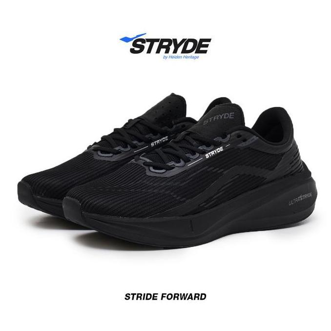 DISKON HEIDEN HERITAGE [HRTG] - ULTRA STRYDE - FULL BLACK - SEPATU SPORT RUNNING SEKOLAH CASUAL STYL
