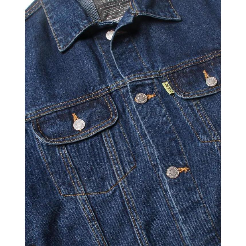 Vearst Trucker Jacket Duin Medium Blue Washed Denim Pria Jaket Outer Kancing