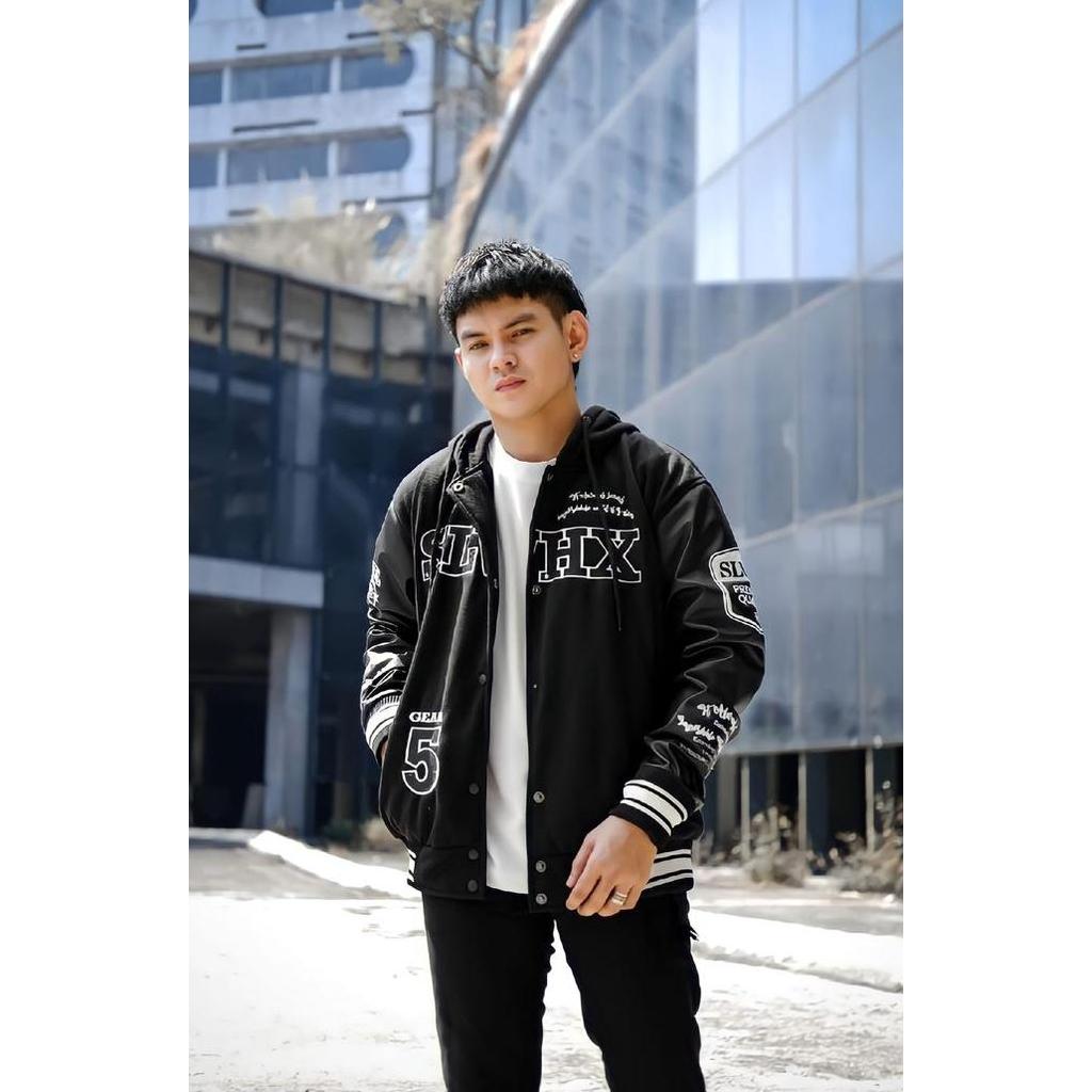 Varsity Baseball Jacket Slvhx Luffy Gear 5 Black