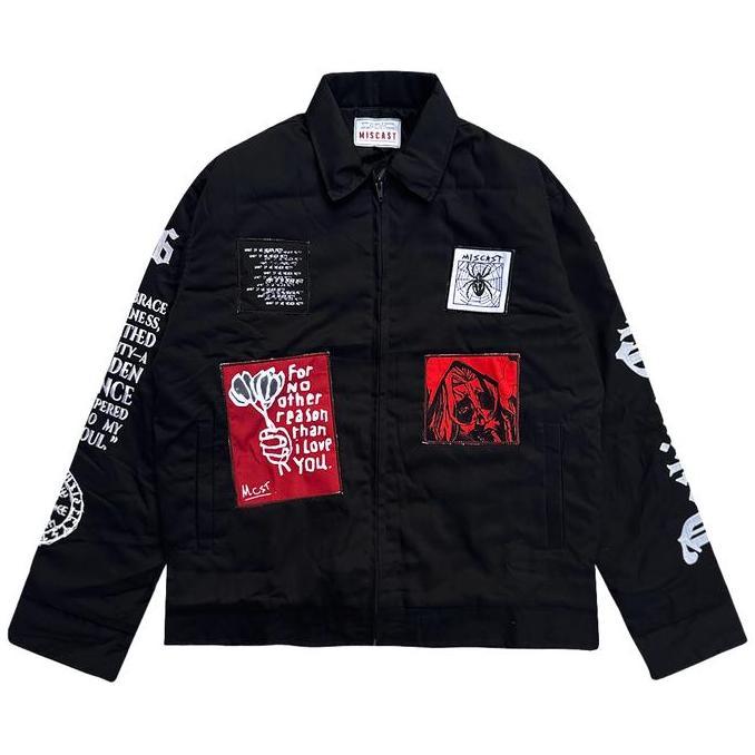 Miscast Work Jaket Vintage Rebecca Hitam bomber gangster Pria Casual Distro Semi Canvas murah outer 