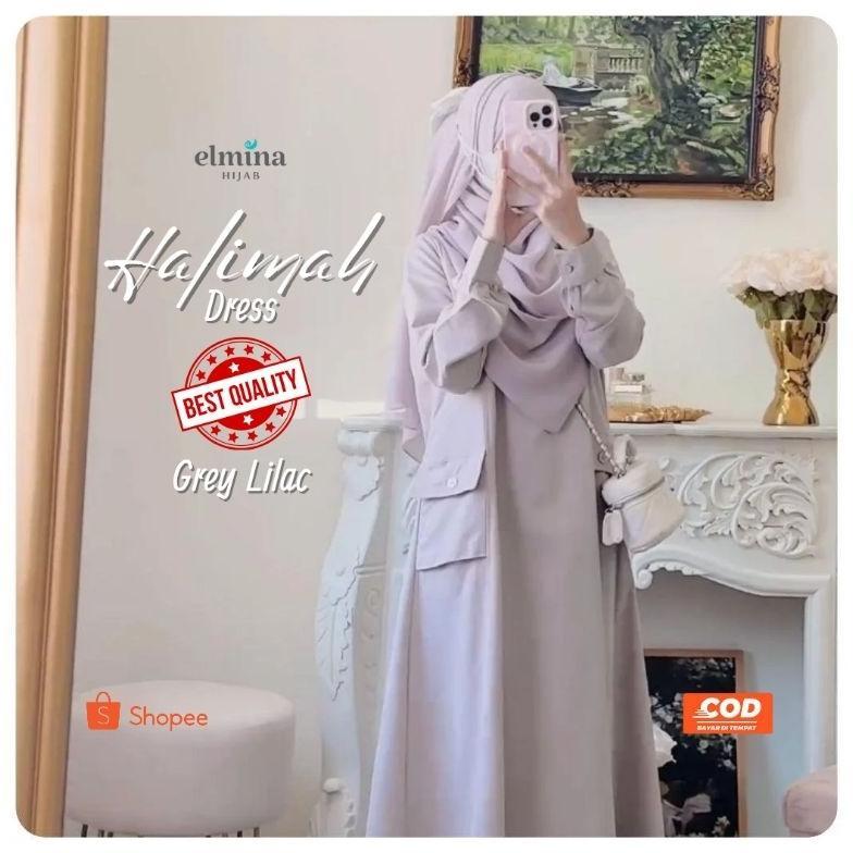 ELMINA HALIMAH DRESS GAMIS POLOS REMAJA DEWASA SIMPLE ELEGAN BUSUI SYARI ADEM KAIN CORDUROY SIZE JUM