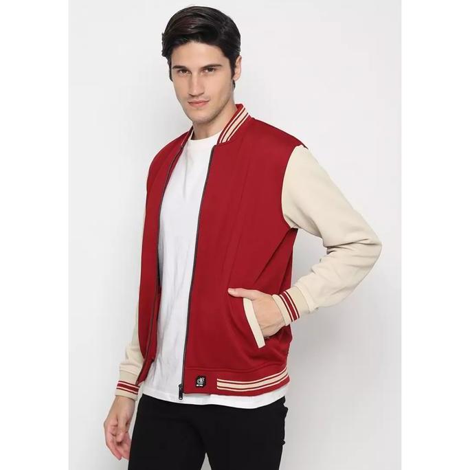 D&F - JACKET BOMBER PRIA ORINAL - Jacket Bomber - Maroon Cream