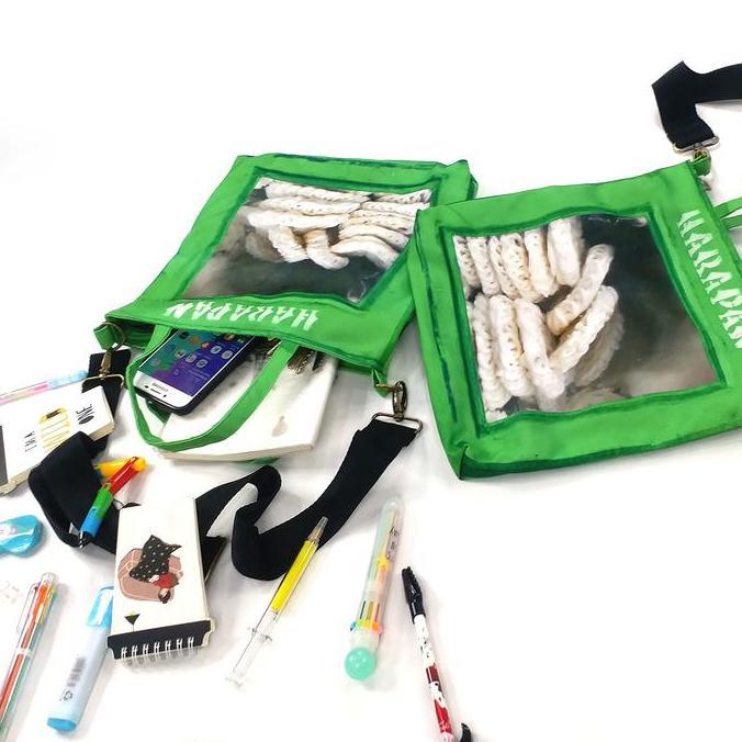 Tas Selempang Bahu Combo Totebag Kaleng Kerupuk Harapan Hijau Lucu