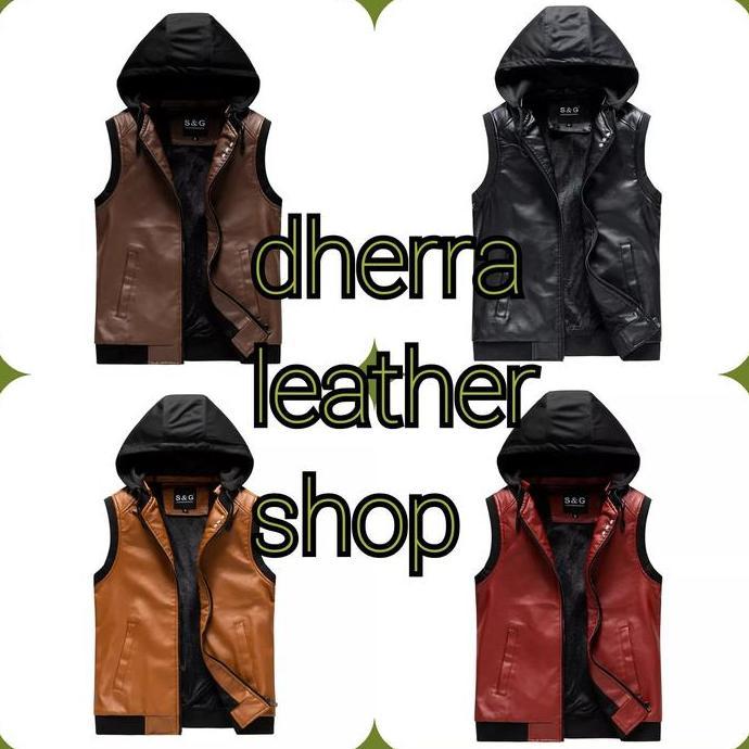 vest pria hoodie semi kulit 2020