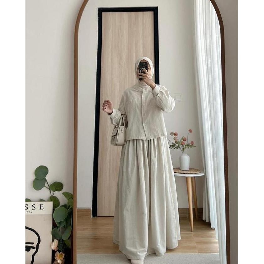 COTTONKY Ryuka Set | Baju Setelan Rok Wanita Bahan Linen Casual