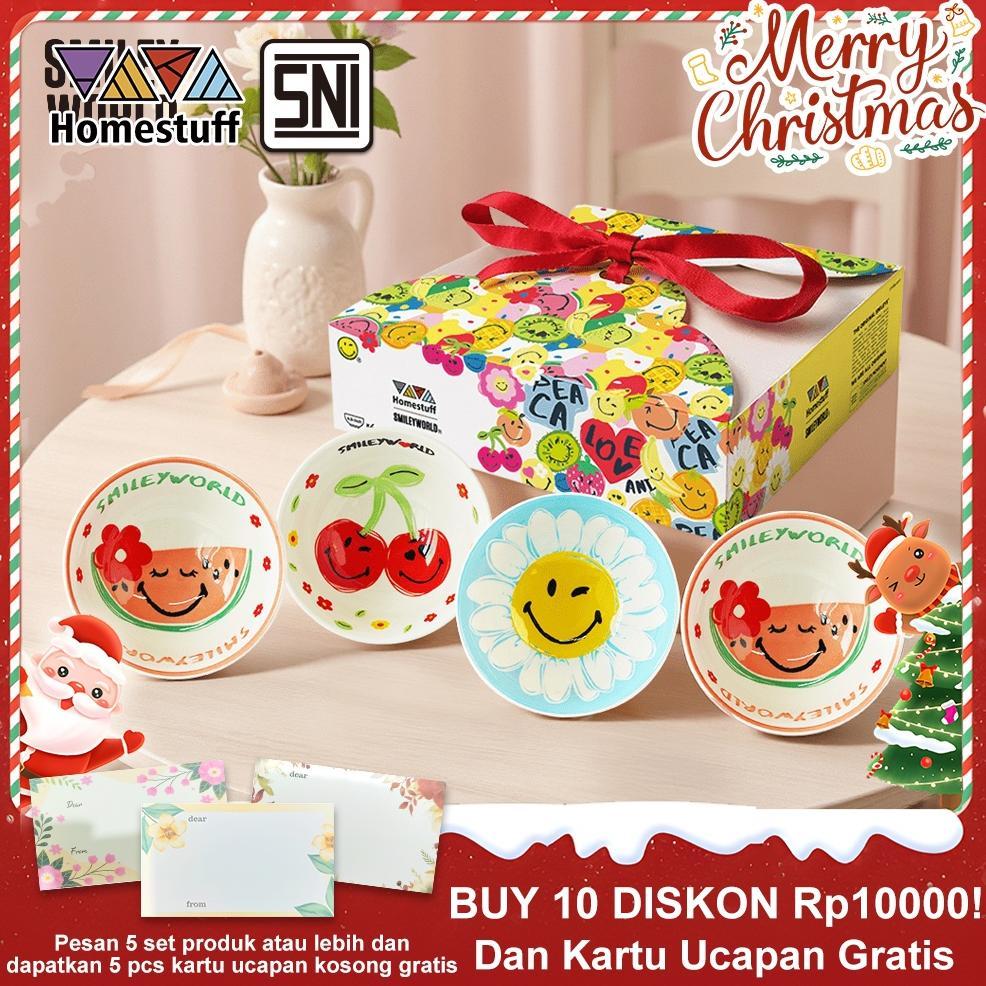 [BUY 10 GET 5%] HOMESTUFF x SmileyWorld / Hampers Mangkok Set SmileyWorld / Motif SmileyWorld lucu /