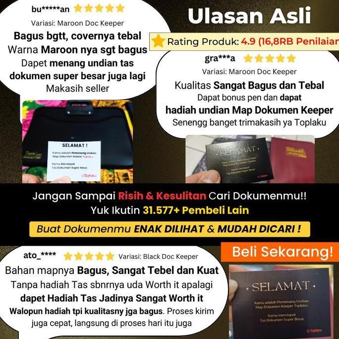Dokumen Keeper Map Ijazah RESLETING ANTI AIR Document Clear Holder Plastik Tempat Berkas Folder F4