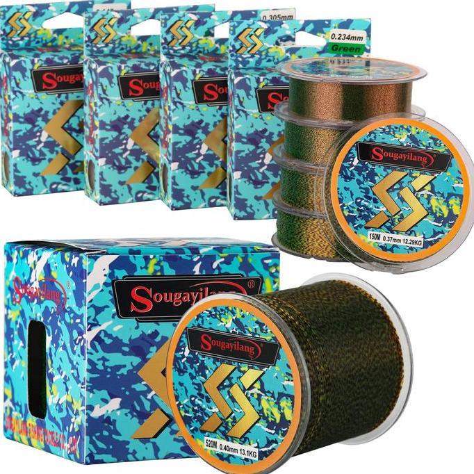Sougayilang Senar Pancing Tak Terlihat 150/520M Senar Fluorokarbon Ikan Mas Senar Tutul Super Kuat S