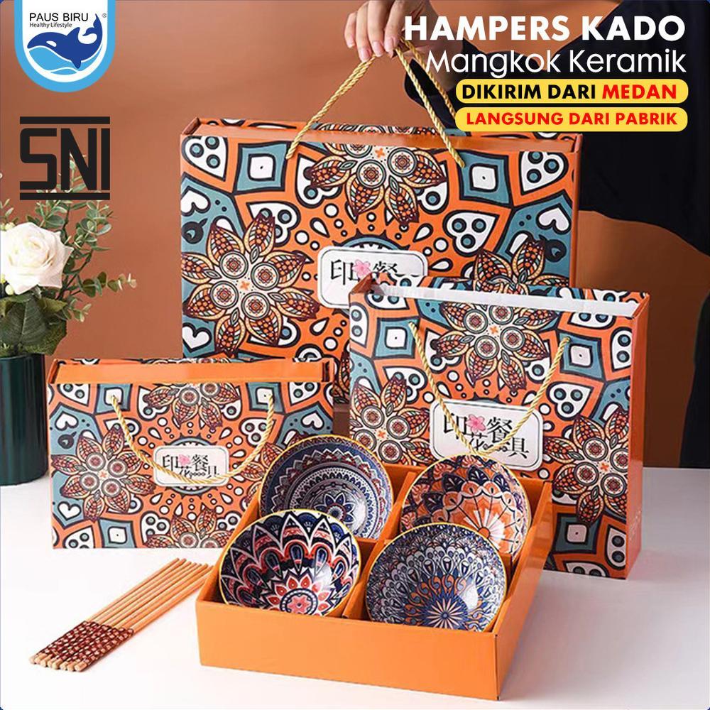 Paus u - 4pcs Hampers Mangkok Set Piring Keramik Set | Parcel Keramik Set | Gift Set Hampers | Mangk