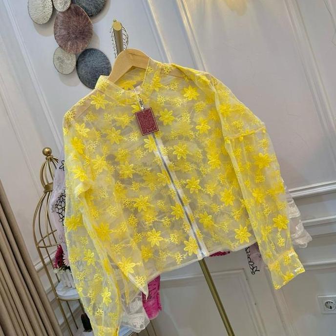 FREE ONGKIR AYE JAKET CEWEK ATASAN OVERSIZE BAHAN ORGANZA WANITA TANGAN PANJANG OUTER CARDIGAN BLAZE