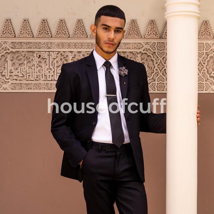 Jas Pria Slim Fit Suit Blazer Formal Hitam