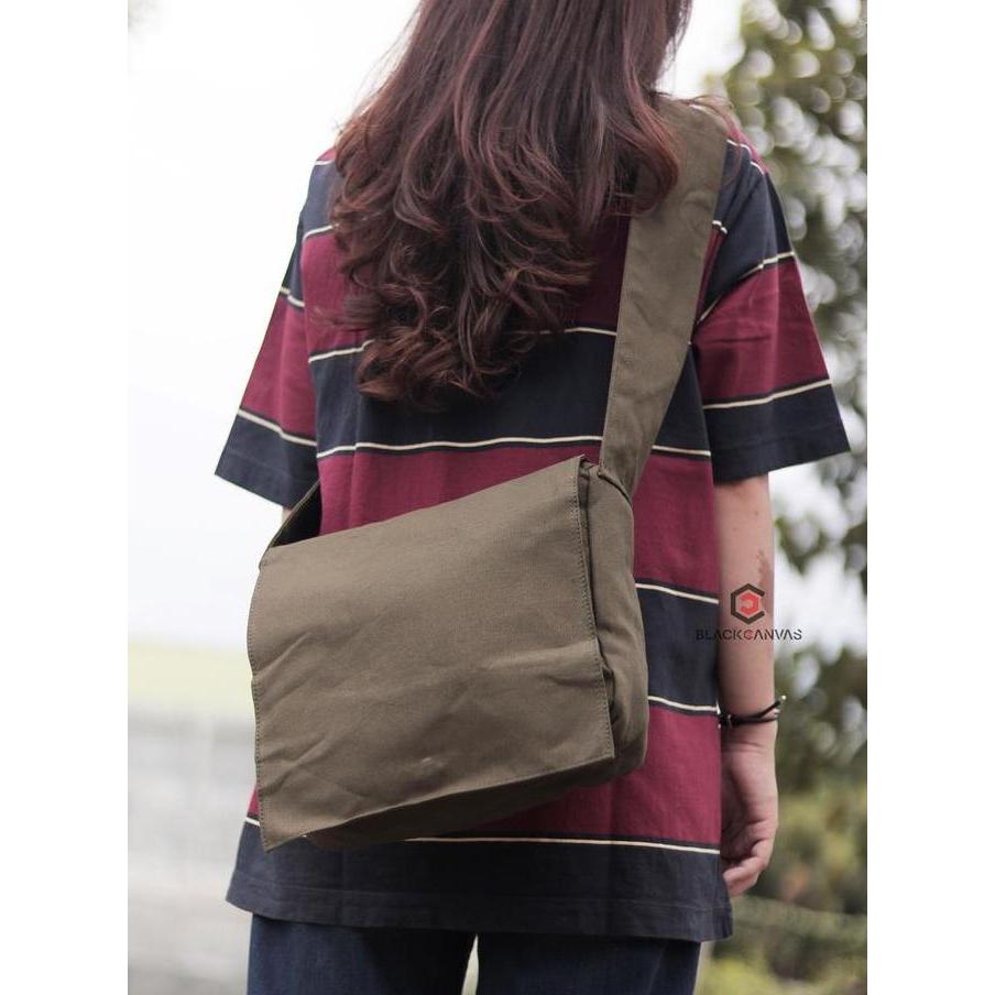 [Beli Lokal] TAS PARIS TAS SELEMPANG TALI LEBAR WANITA & PRIA CANVAS PREMIUM TEBAL