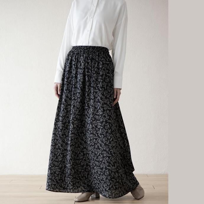 Lavanya Skirt by Aska Label - Rok wanita flowy motif bunga dan pinggang karet