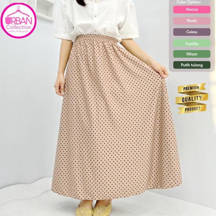 ROK MOTIF POLKADOT PANJANG MAYUNG PRAMIUM JUMBO GRADE A ROK PLISKET ONDE