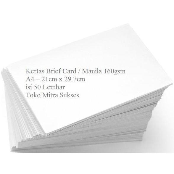 Kertas Brief Card - Bc - Kertas Manila 160Gram A4 Isi 50 Lembar