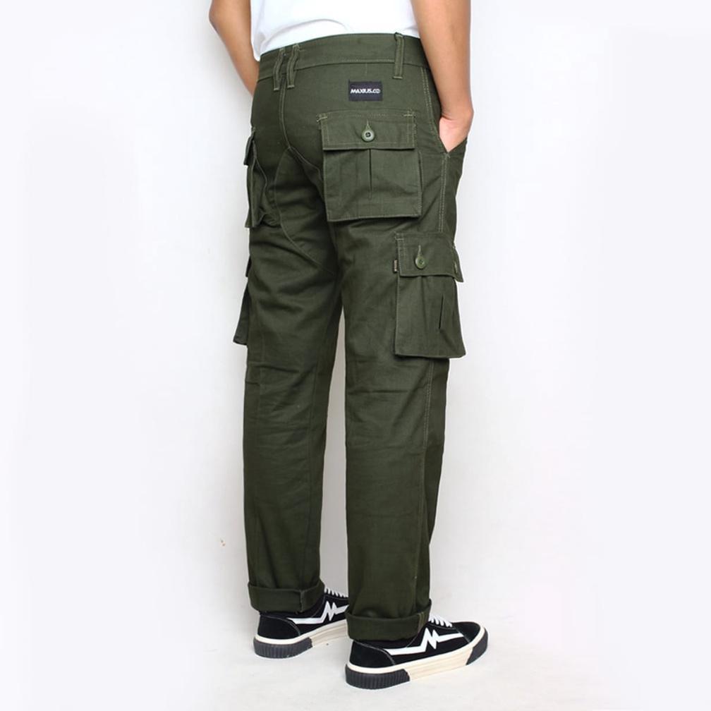 SYMPLE.CO - Cargo Pants Pria / Celana Cargo Panjang Pria Standard Hijau Army